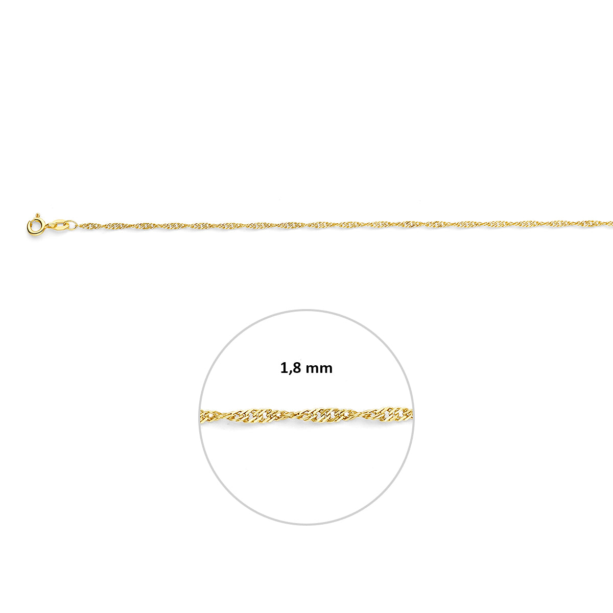 Fußkettchen Singapur 1,8 mm 14K Gelbgold