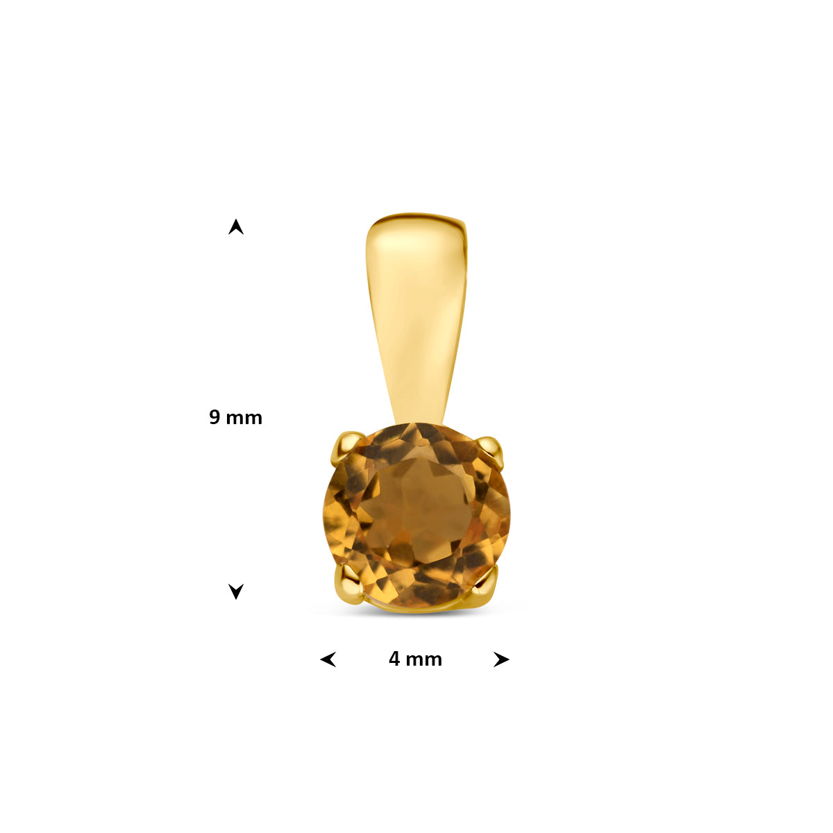 hanger citrien 9 mm 14K geelgoud - rond