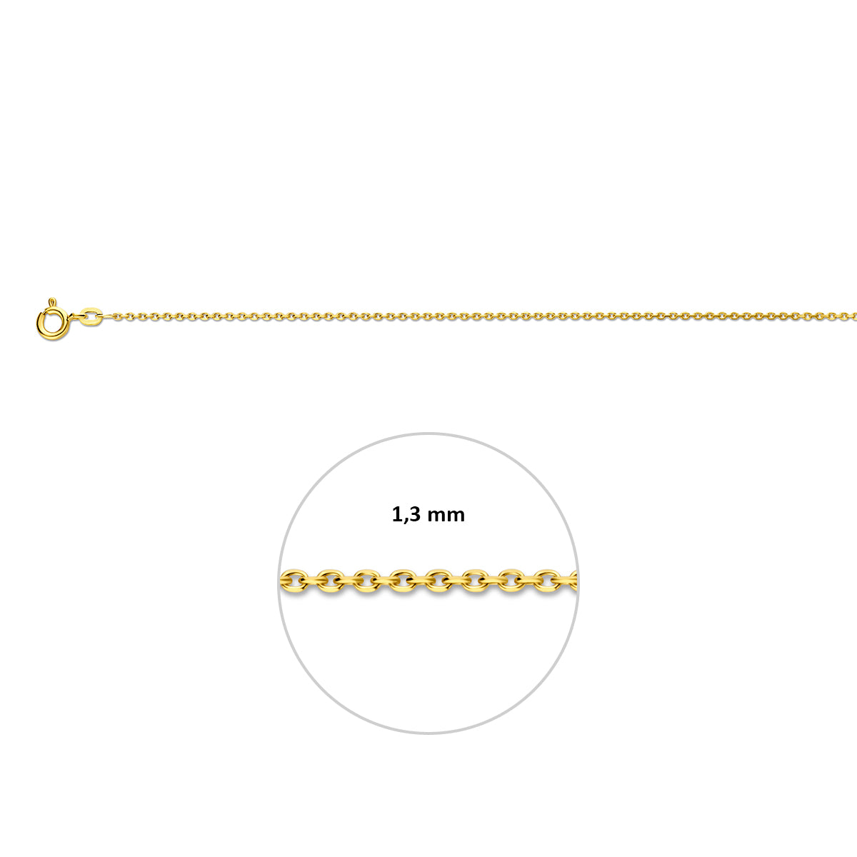 anker gediamanteerd 1,3 mm 14K roségoud