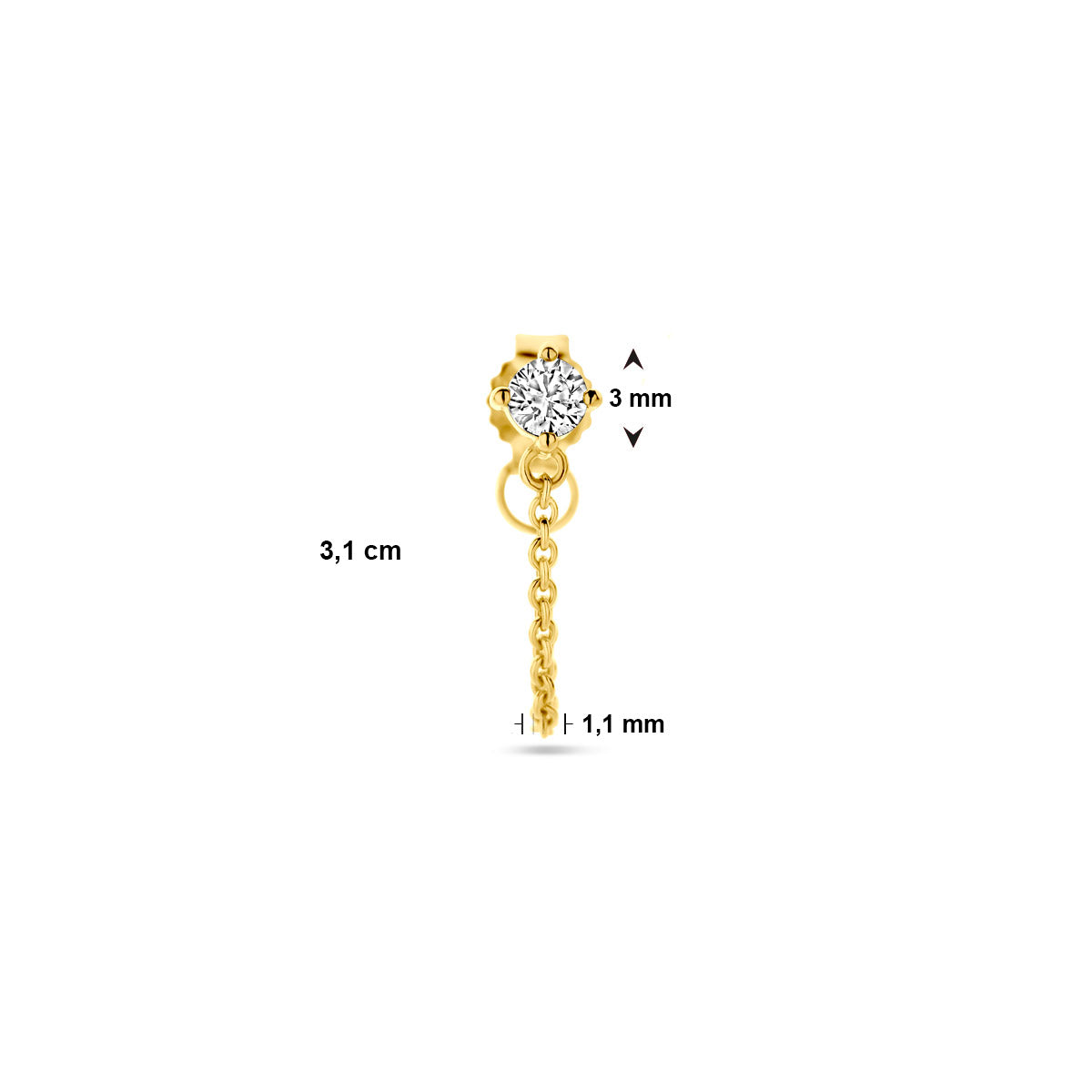 Ohrstecker Zirkonia pro Stück 14K Gelbgold