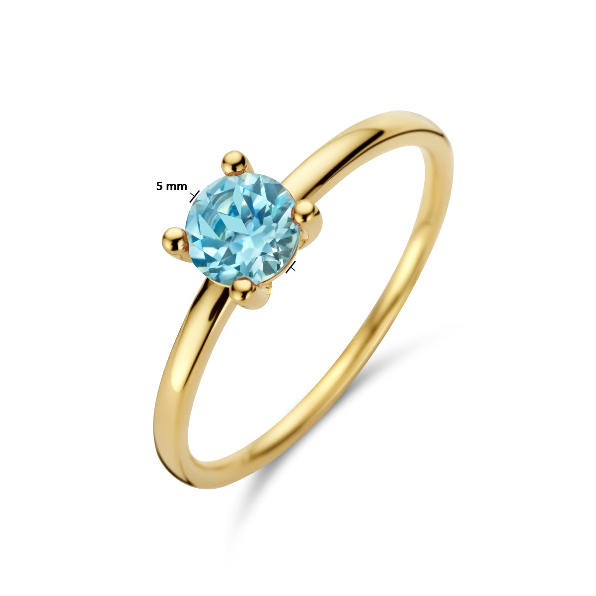 ring blauw topaas 14K geelgoud