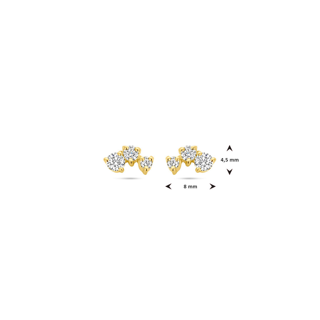 oorknoppen zirkonia 1 micron zilver verguld (geel)
