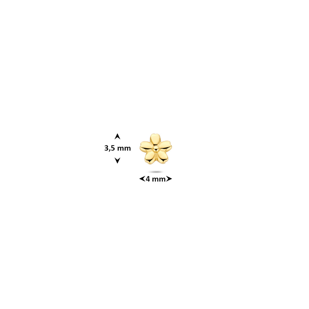 flat back piercing bloem 3,5 mm 14K geelgoud