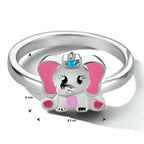 ring emaille olifant blauw zirkonia zilver gerhodineerd