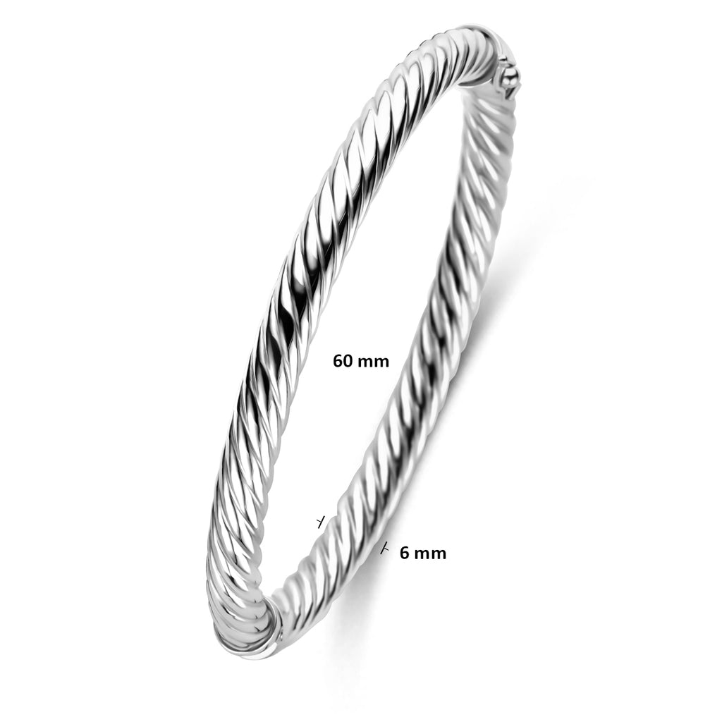 Armreif gedreht 6 mm 60 mm Silber rhodiniert