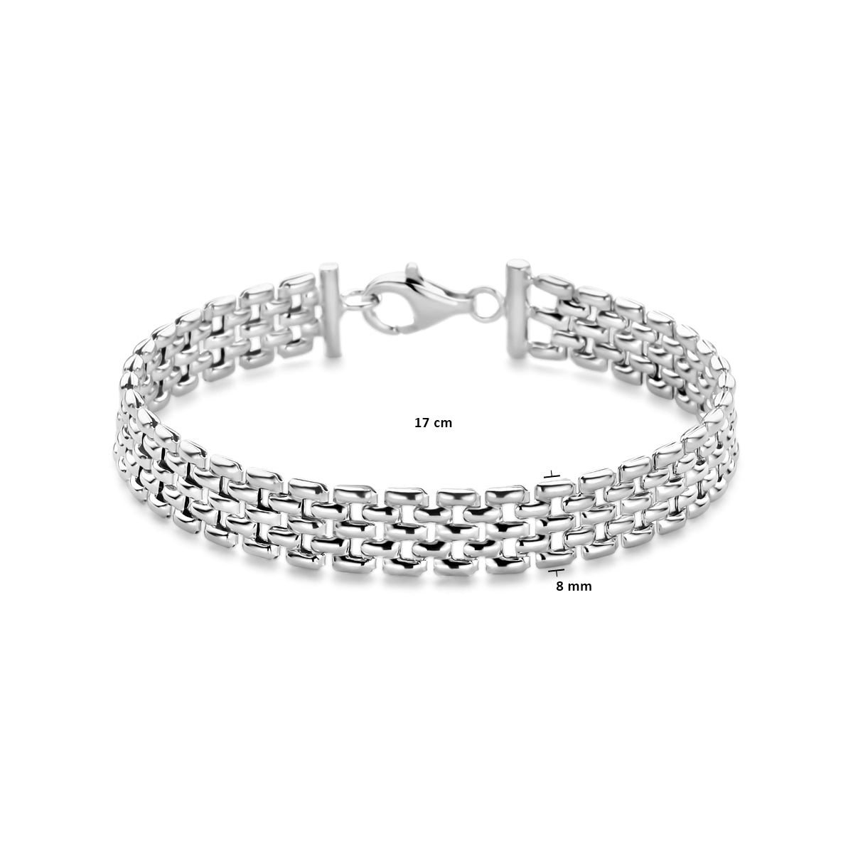 Armband Panther 8 mm 17 cm Sterlingsilber rhodiniert