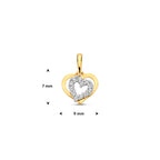 hanger hart zirkonia 14K bicolor goud geel/wit