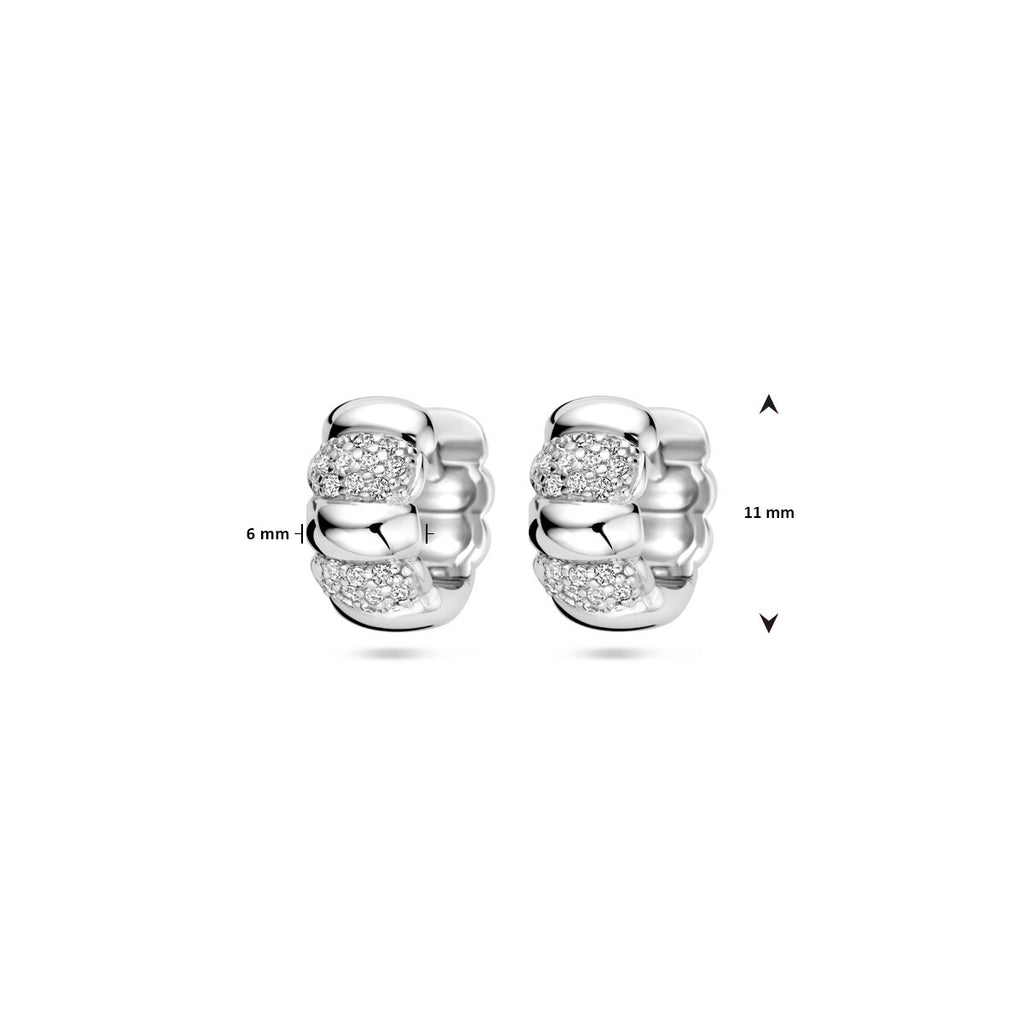 Klappcreolen Zirkonia 11 mm Silber rhodiniert