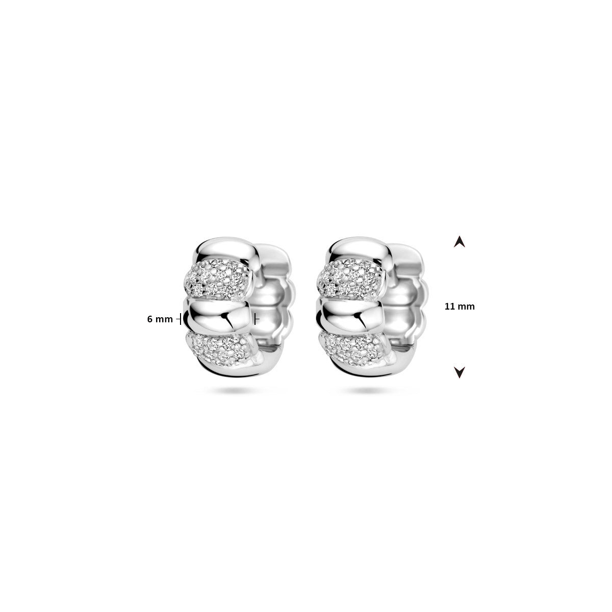 Klappcreolen Zirkonia 11 mm Silber rhodiniert