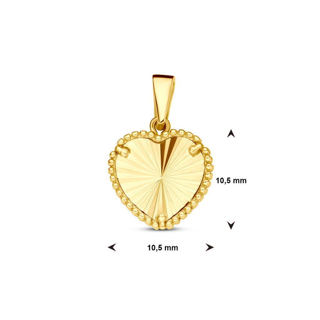 hanger hart gediamanteerd 14K geelgoud