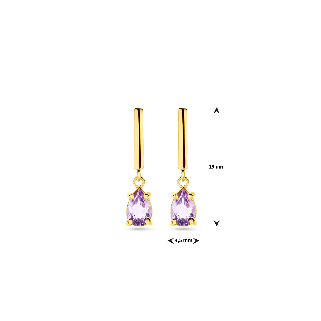 Ohrringe Amethyst 19 mm 14K Gelbgold