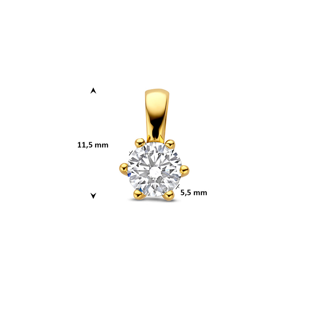 hanger lab grown diamant 0.50ct f vs 11,5 mm 14K geelgoud