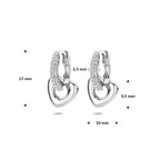 oorringen hartje zirkonia 17 mm zilver gerhodineerd