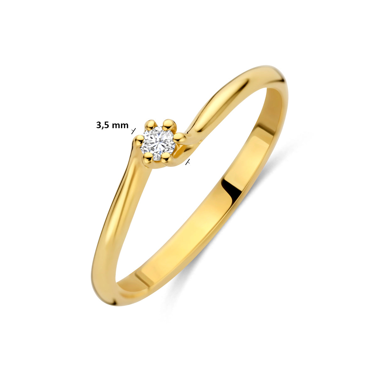 Ring Laborgezüchteter Diamant 0,05ct G VS 14K Gelbgold