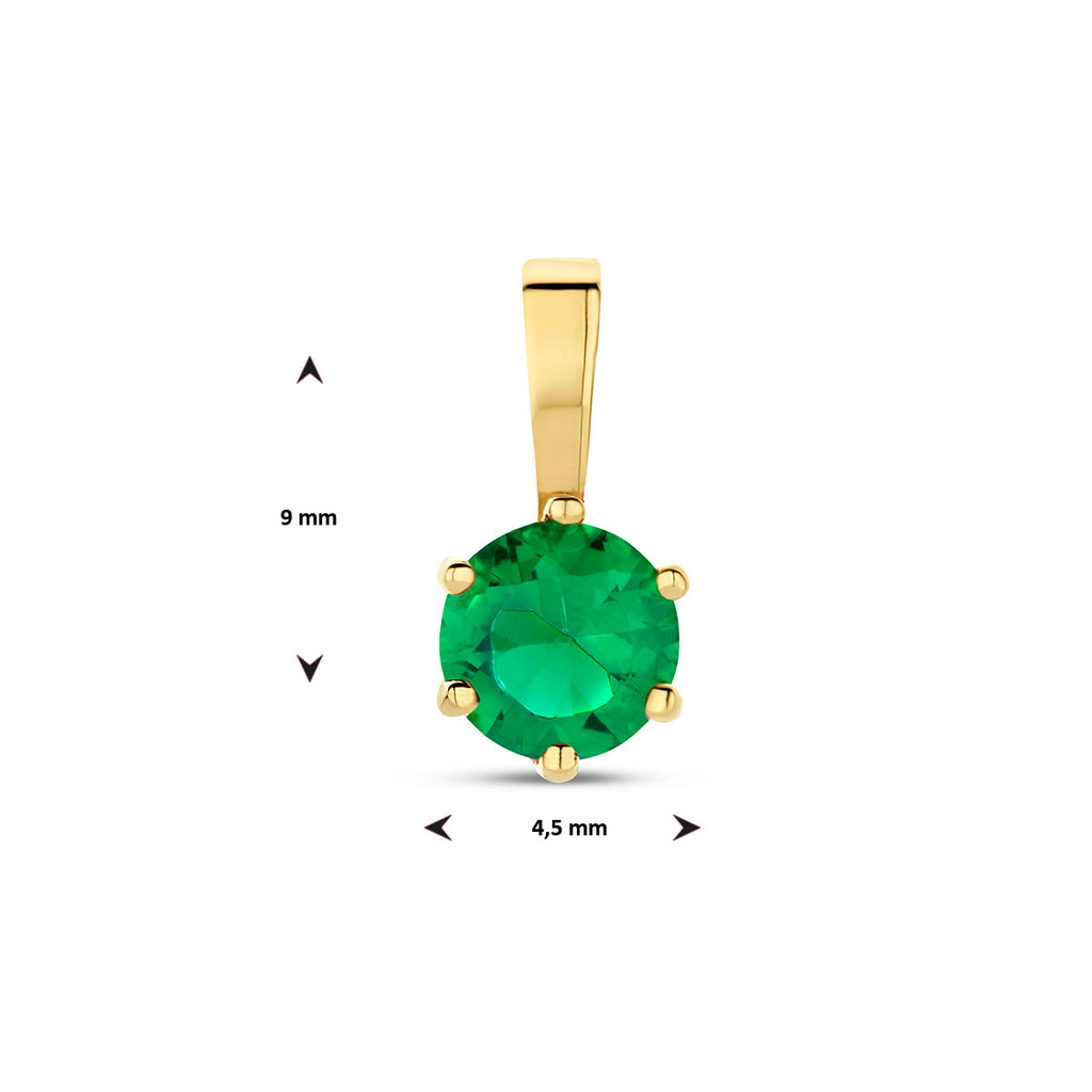 hanger met geboortesteen zirkonia 9 mm 14K geelgoud