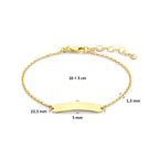 9k graveerarmband plaat 5,0 mm 16 + 3 cm 9K geel - rechthoek