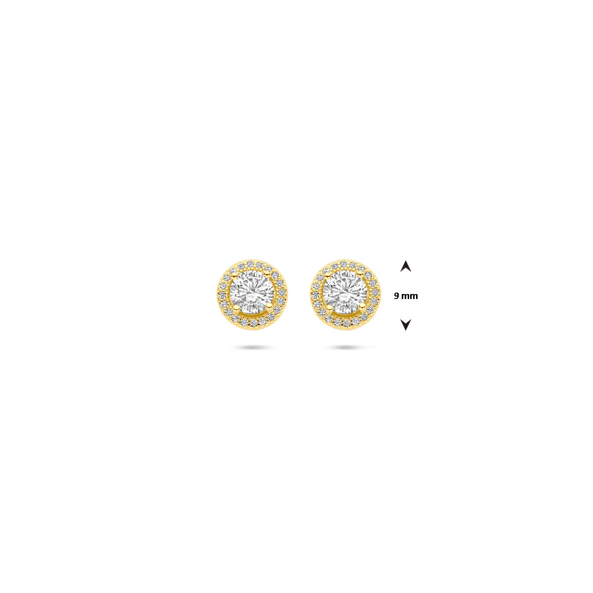 Ohrstecker Zirkonia Halo 9 mm 1 Mikron silbervergoldet (gelb)