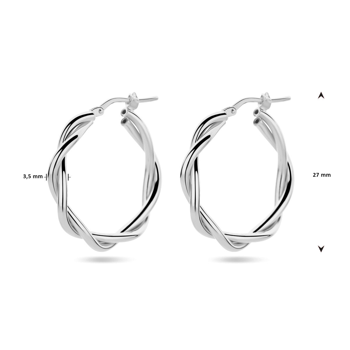 oorringen 3,5 mm gedraaide buis zilver gerhodineerd