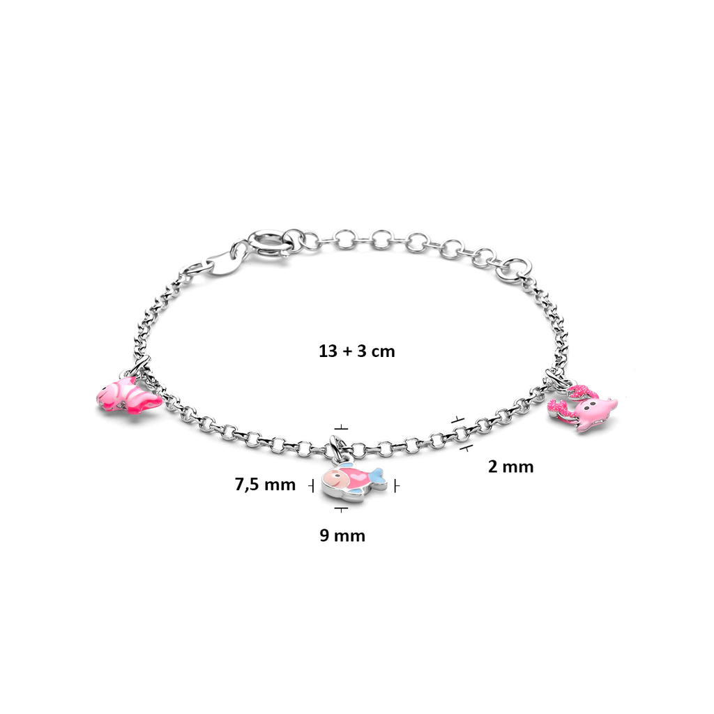 Armband Emaille Seetiere 13 + 3 Silber rhodiniert