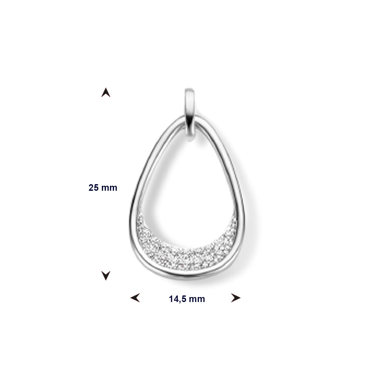 hanger druppel zirkonia zilver gerhodineerd