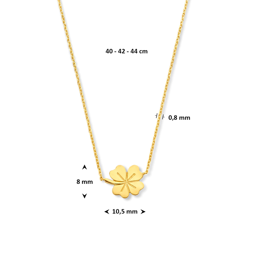 9k collier klavertje 40 - 42 - 44 cm 9K geel