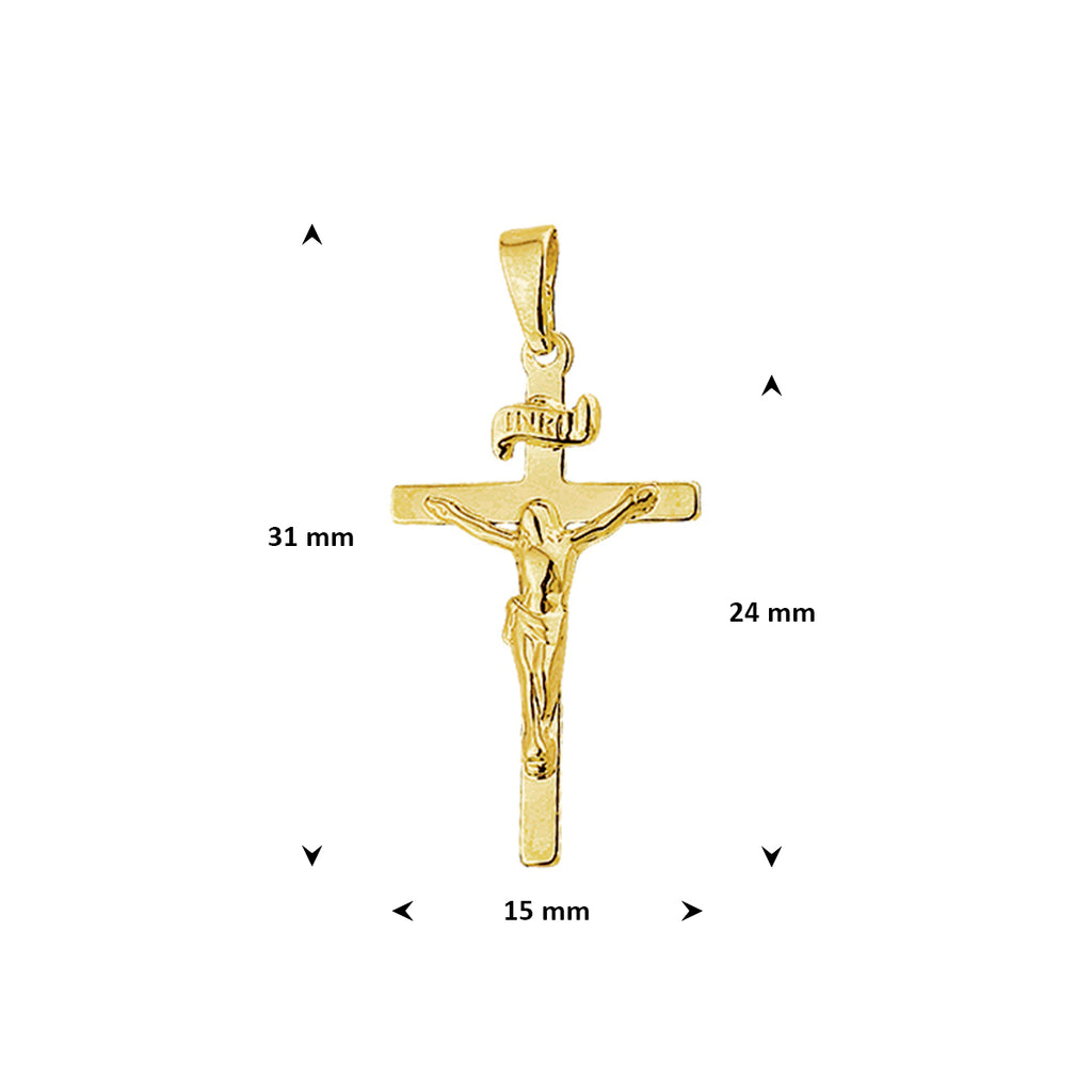 hanger kruis en corpus 24 mm 14K geelgoud