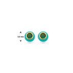 oorknoppen turquoise emaille en groen zirkonia 1 micron zilver verguld (geel)