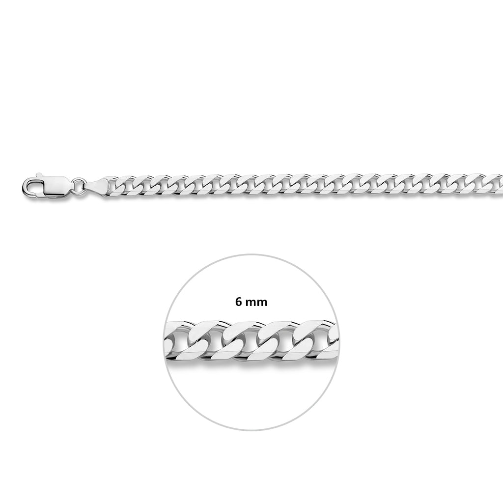Armband Gourmette 8-seitig geschliffen 6,0 mm 21 cm Silber rhodiniert