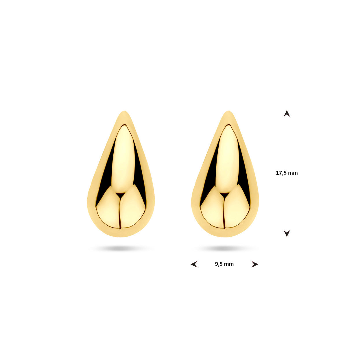 oorknoppen druppel 17,5 mm 14K geelgoud - druppel/komma/pegel