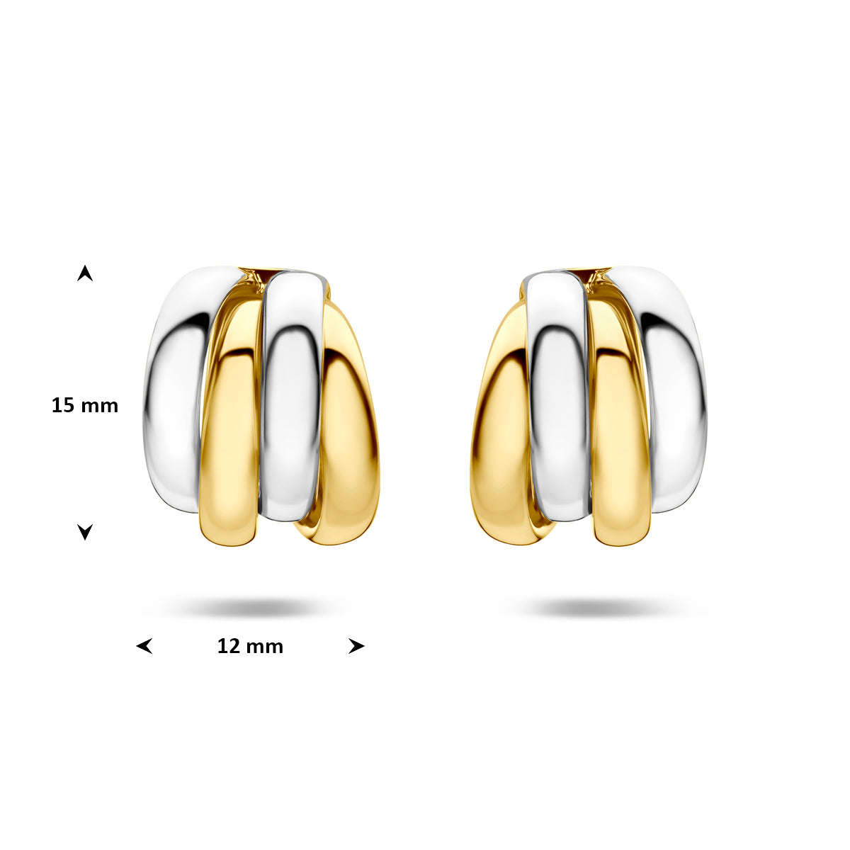 stekeroorringen 15 mm 1 micron zilver verguld (geel/rhodium)