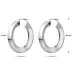 oorringen driehoekige buis 5 mm zilver gerhodineerd