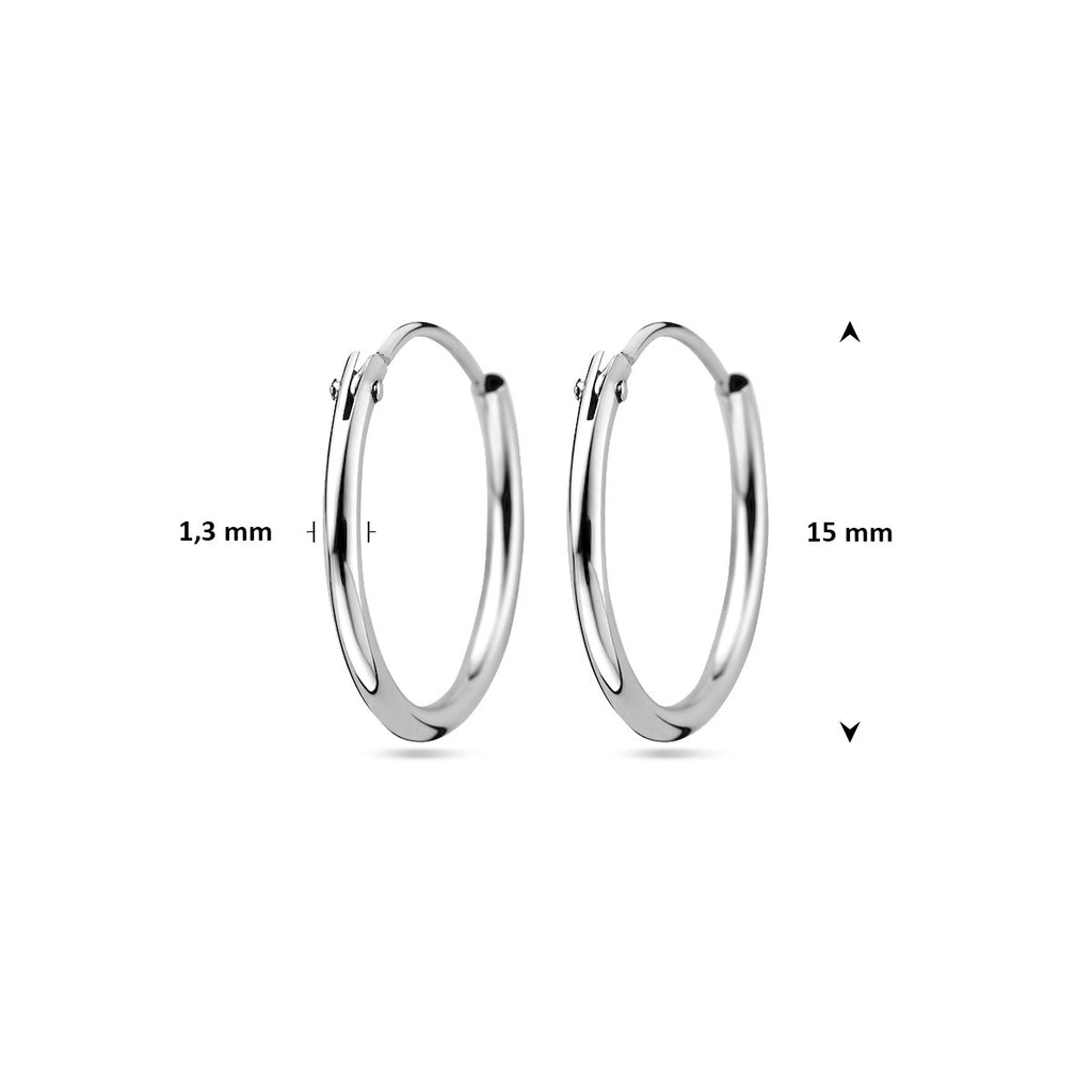 Ohrringe 1,3 mm Rundrohr 14K Weißgold