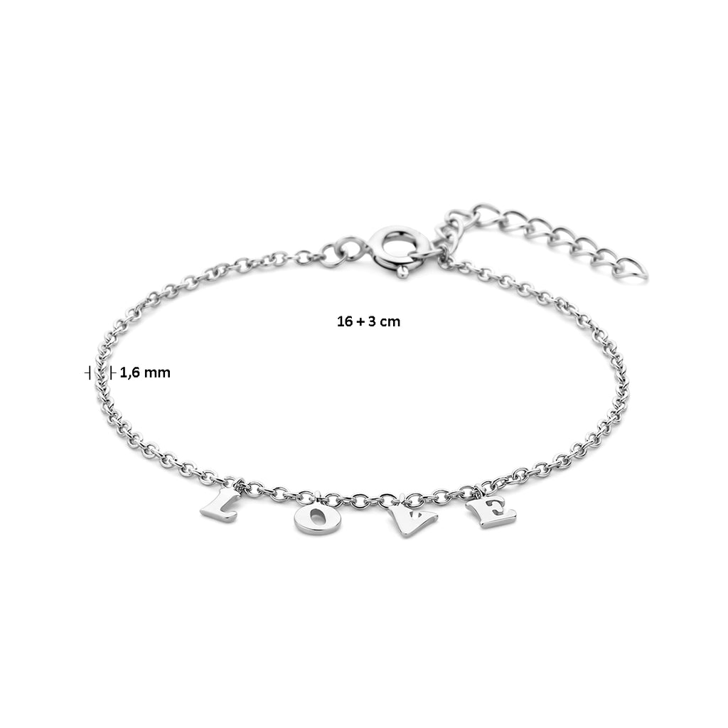 Armband Liebe 16 + 3 cm Silber rhodiniert