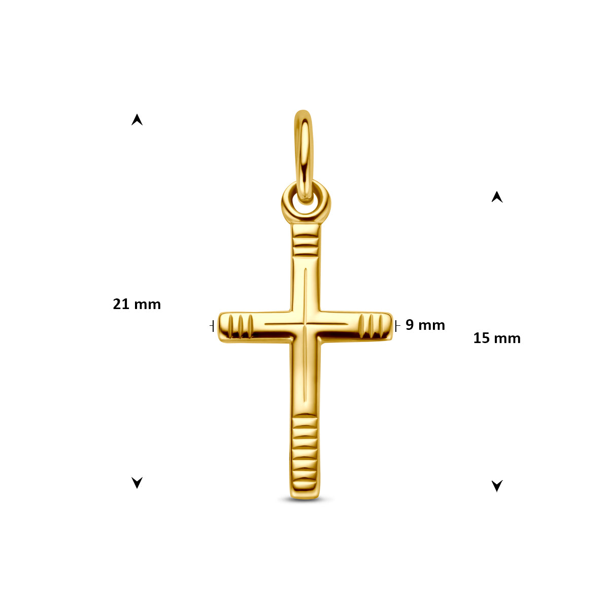 9k hanger kruis gediamanteerd 15 mm 9K geel