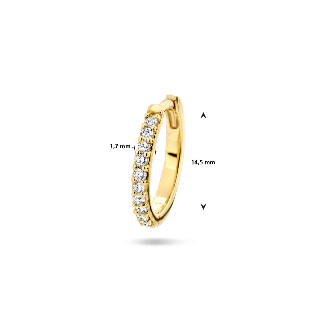 klapoorring diamant 0.11ct h p1 per stuk 14K geelgoud