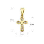 9k hanger kruis zirkonia 12 mm 9K geel
