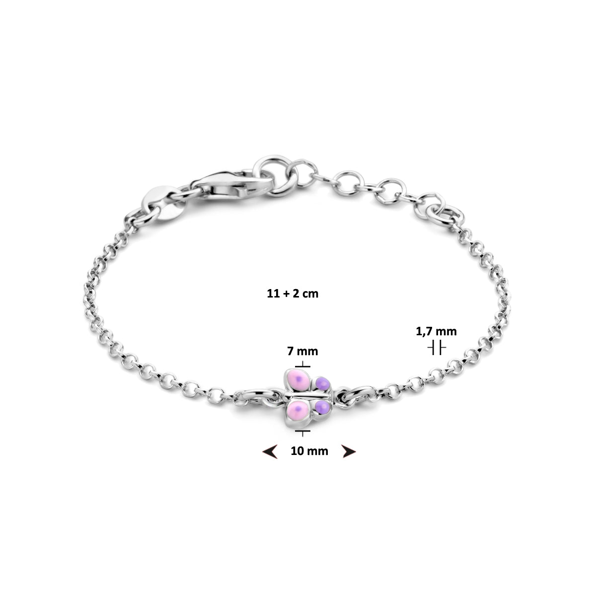 Armband Schmetterling Emaille 11 + 2 cm Silber rhodiniert