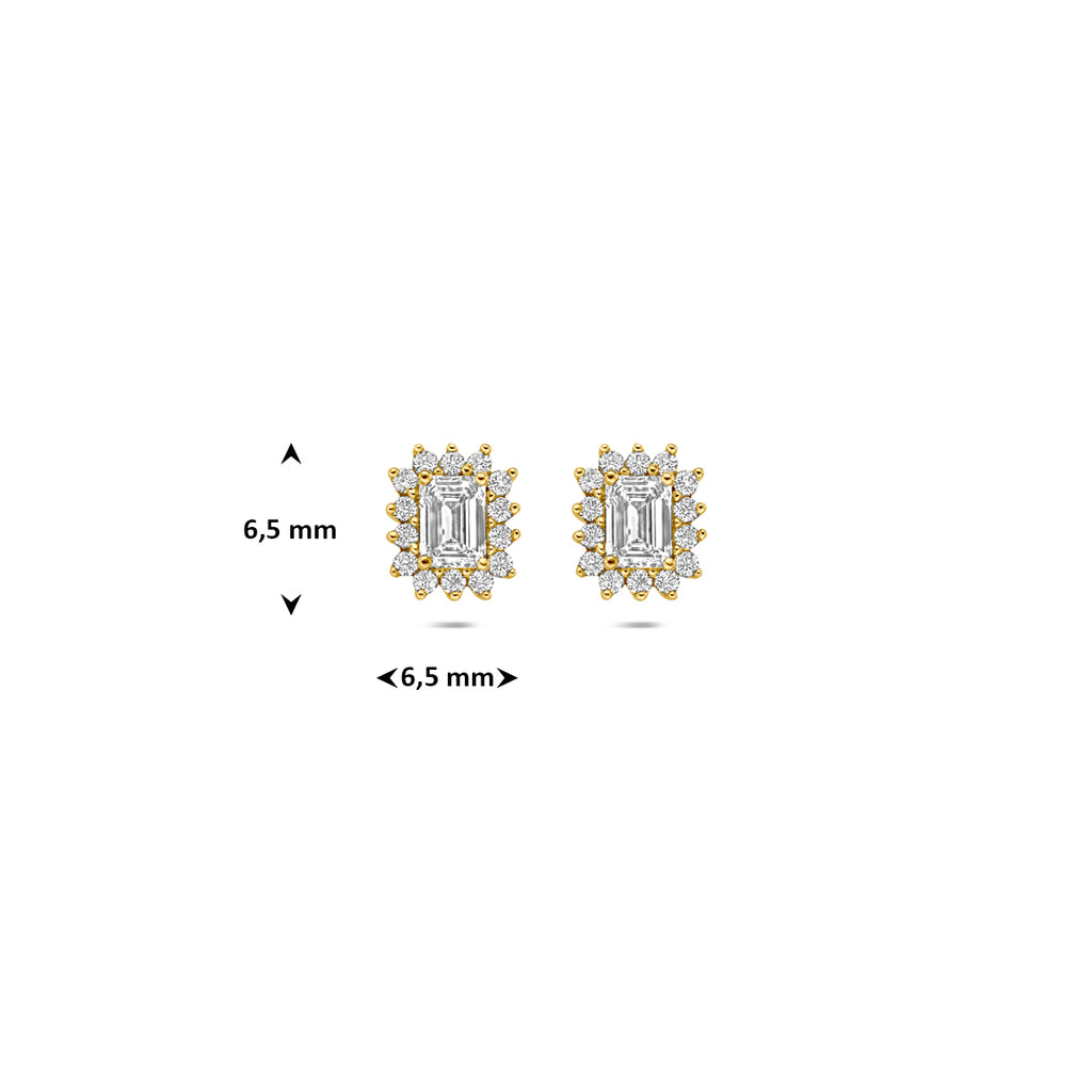 oorknoppen lab grown diamant 0.43ct (2x 0.215ct) f vs 6,5 mm 14K geelgoud