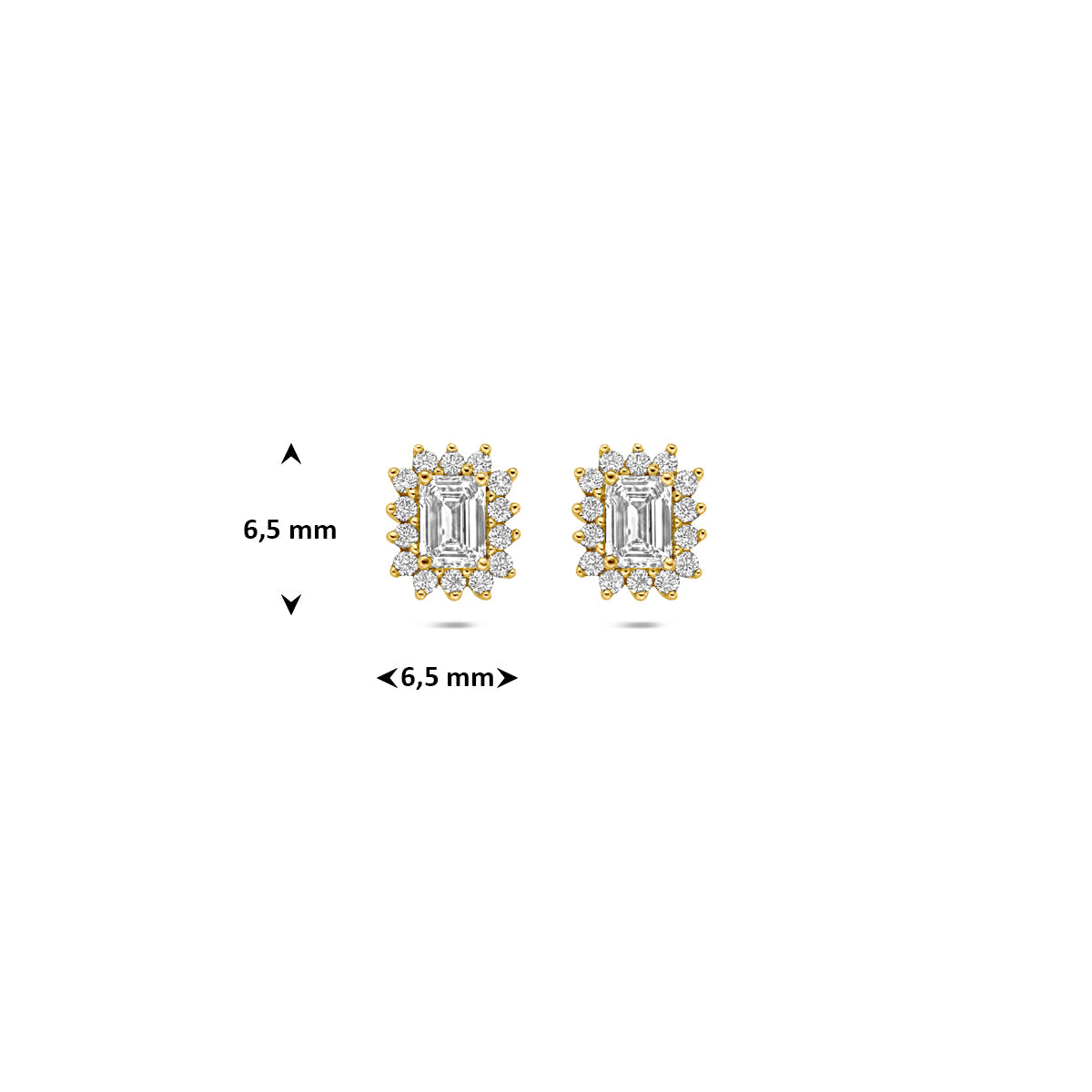 oorknoppen lab grown diamant 0.43ct (2x 0.215ct) f vs 6,5 mm 14K geelgoud