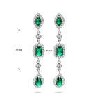 oorhangers wit en groen zirkonia zilver gerhodineerd