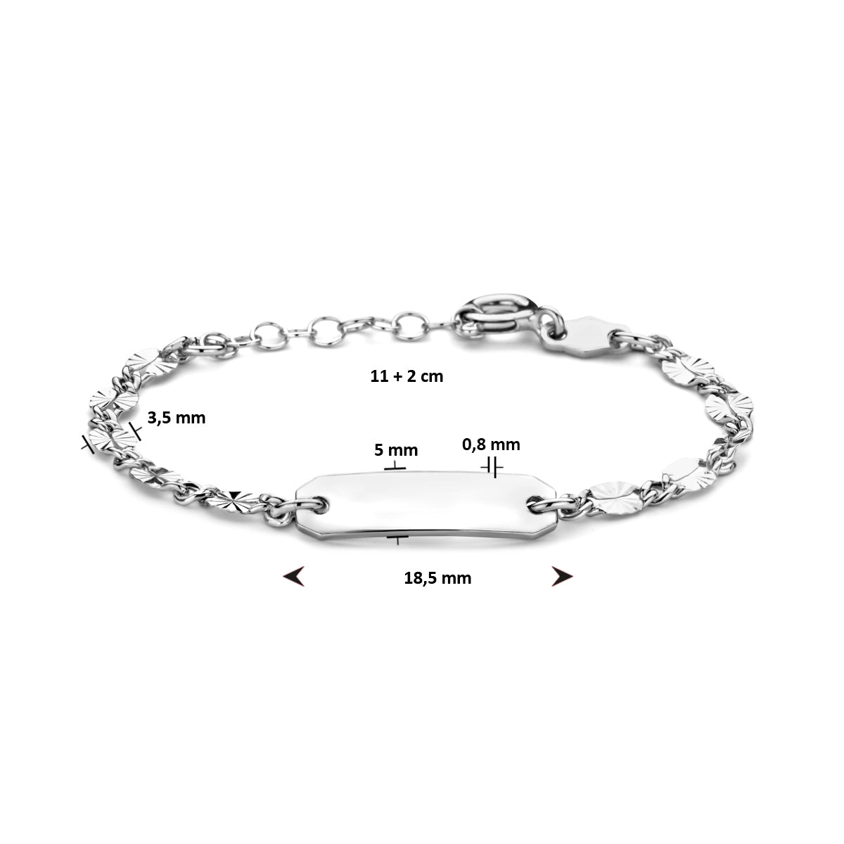 graveerarmband plaat 5,0 mm 11 + 2 cm zilver gerhodineerd