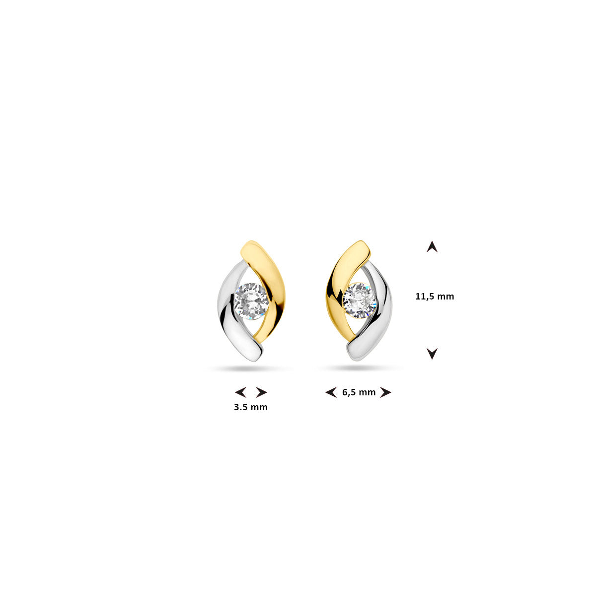 Ohrstecker Zirkonia 1 Micron Silber vergoldet (Gelb/Rhodium)