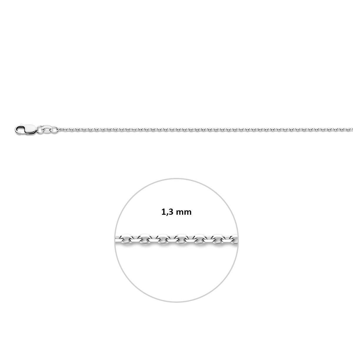 anker gediamanteerd 1,3 mm 14K witgoud