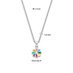 collier bloem emaille 36 + 4 cm zilver gerhodineerd