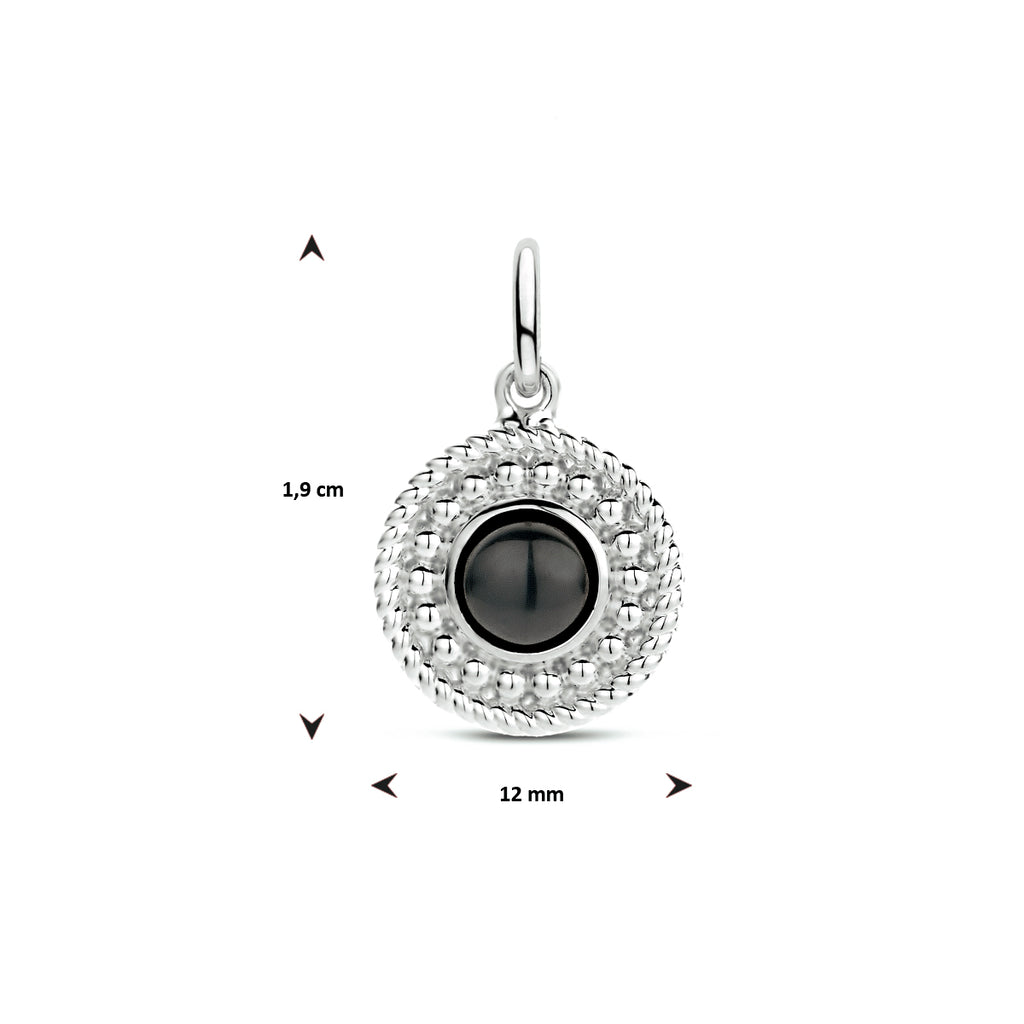Anhänger rund Onyx Silber rhodiniert
