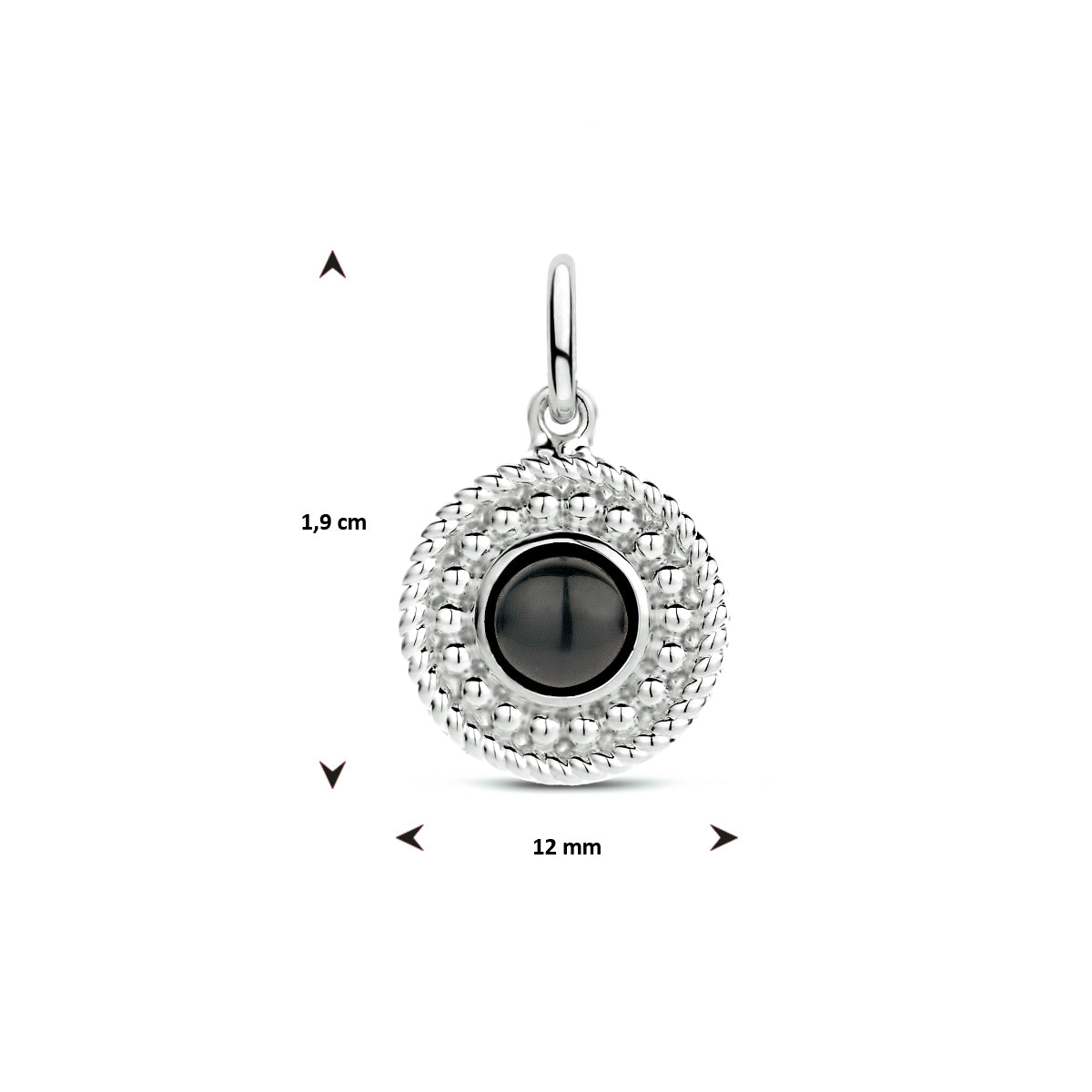 Anhänger rund Onyx Silber rhodiniert