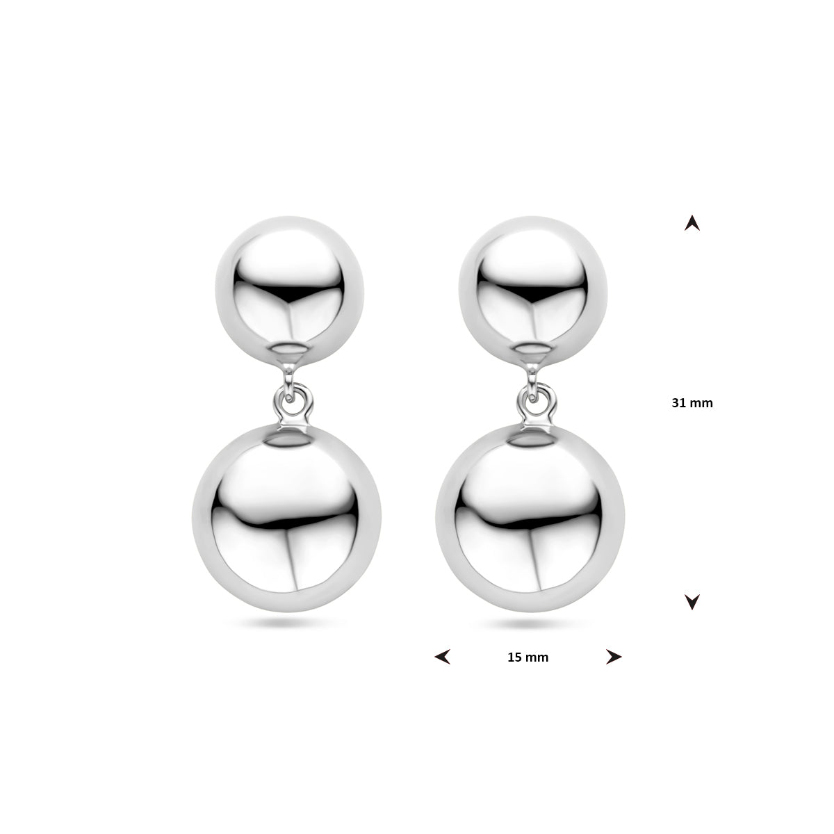 oorhangers half bol 31 mm zilver gerhodineerd
