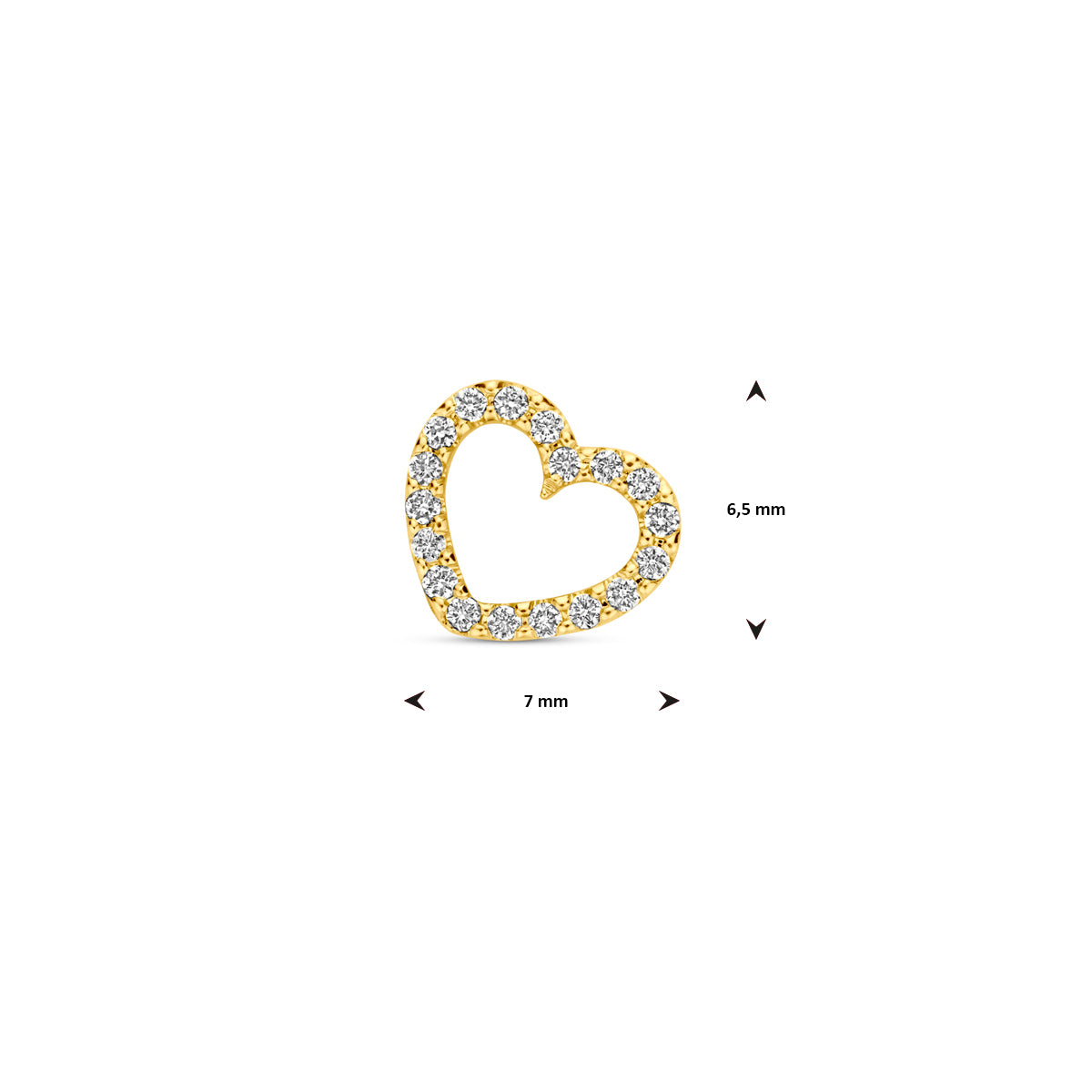 hanger hartje diamant 0.05ct h si 6,5 mm 14K geelgoud