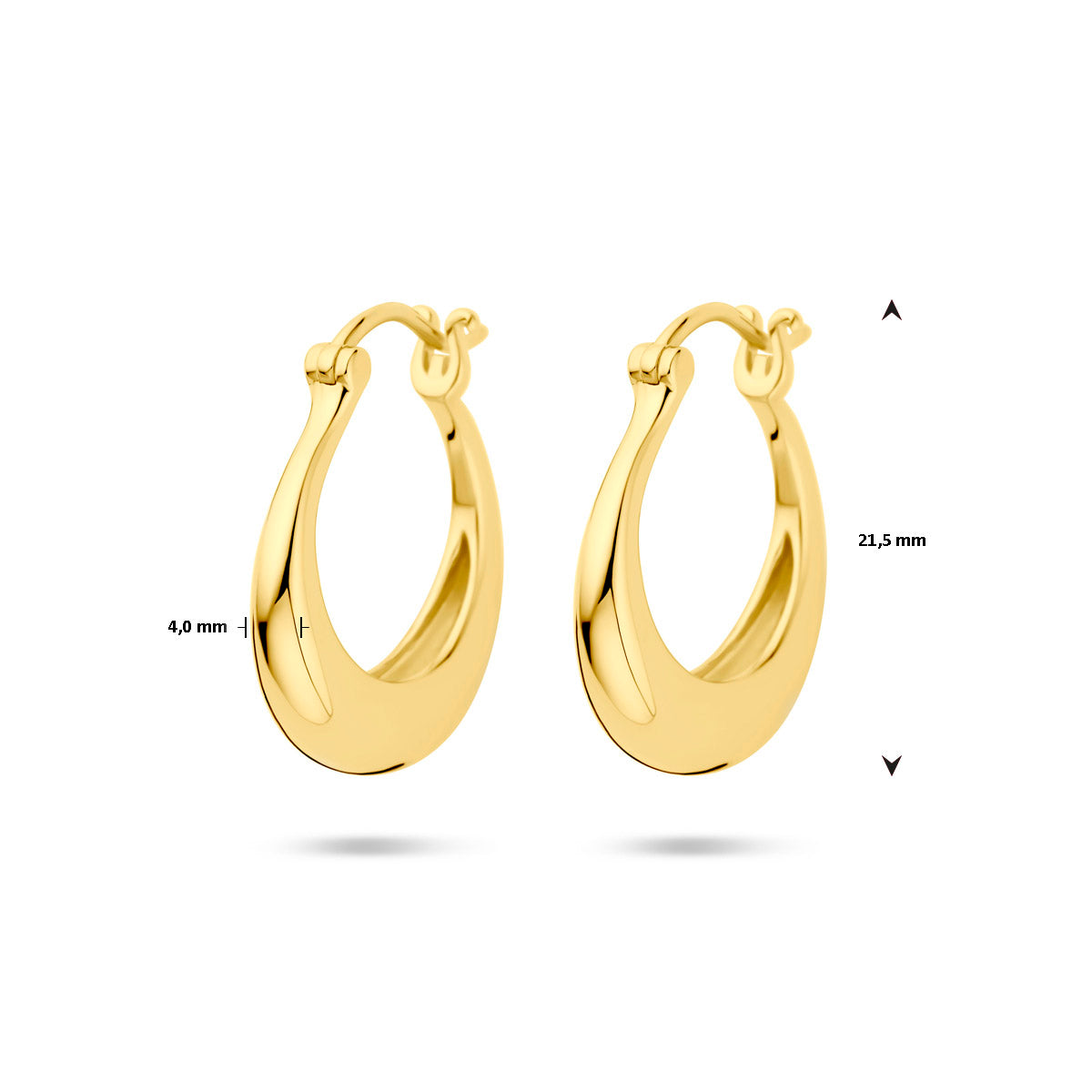oorringen ronde buis 21,5 mm 1 micron zilver verguld (geel)