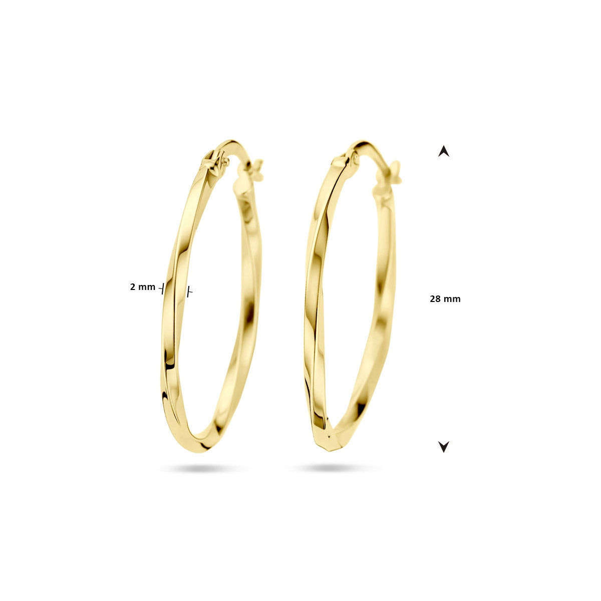 Ohrringe gedrehtes Rohr 14K Gelbgold